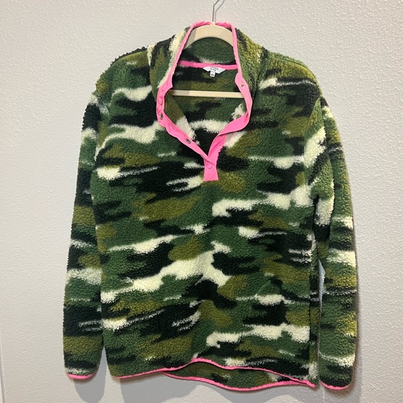 crown & ivy Jackets & Blazers - Crown & Ivy Women’s Long Sleeve Mock Neck Camo Sherpa Pullover Jacket Size L